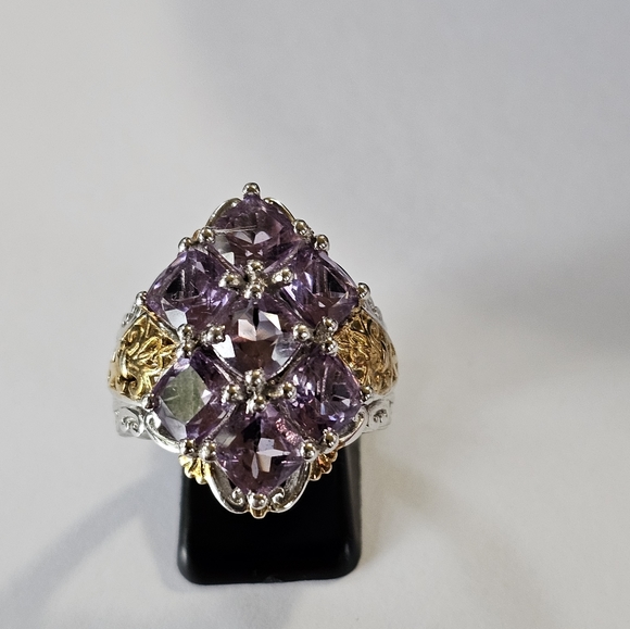 Rose De France Amethyst Ring 925/14k Gold Accents Sz 9 - Picture 5 of 10